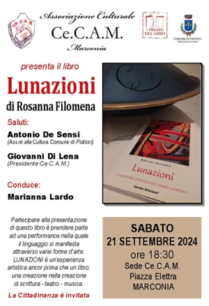 Al Ce.C.A.M. presentazione della raccolta di versi &quot;Lunazioni&quot; di Rosanna Filomena