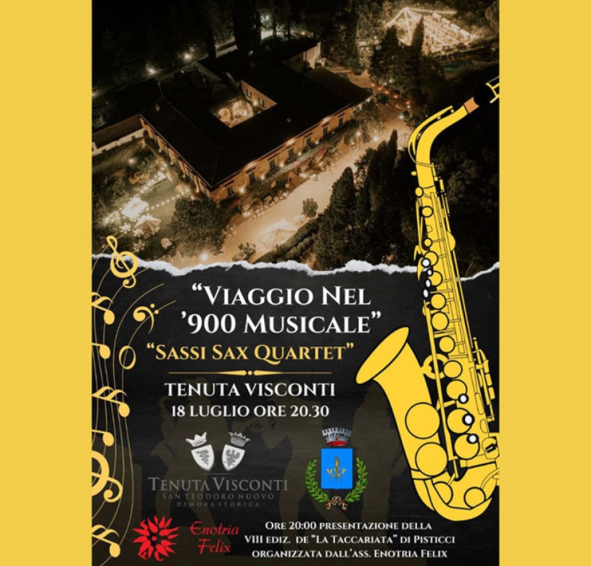A Tenuta Visconti un “Viaggio nel 900 Musicale” per presentare la VIII edizione de “La Taccariata”
