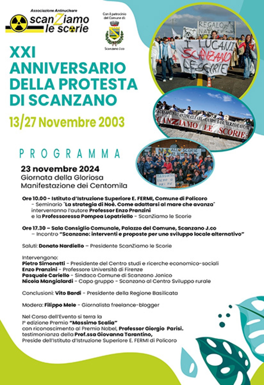 XXI Anniversario Protesta di Scanzano - Programma del 23 novembre