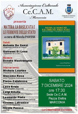 Nicola Pavese presenta il suo libro al Ce.C.A.M di Marconia