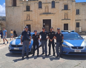 Pattuglie della Polizia di Stato e della Polizia spagnola in servizio a Matera