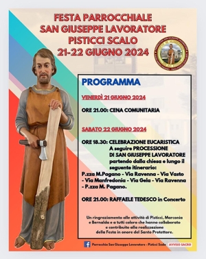 A Pisticci Scalo venerdi 21 e sabato 22 la festa in onore di San Giuseppe Lavoratore