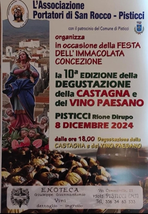 Festività 8 dicembre: la X° Edizione della sagra della castagna, quest’anno a fini benefici