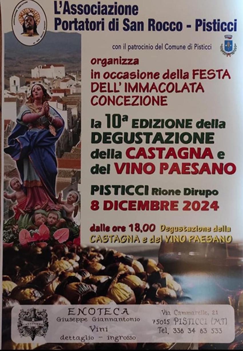 Festività 8 dicembre: la X° Edizione della sagra della castagna, quest’anno a fini benefici