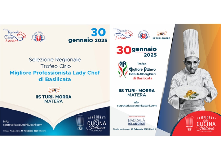 Torna il concorso miglior allievo istituti alberghieri e la migliore professionista lady chef di Basilicata