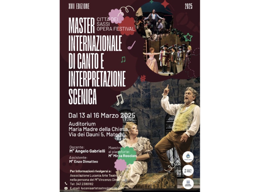 In programma il Master Internazionale di canto e interpretazione scenica