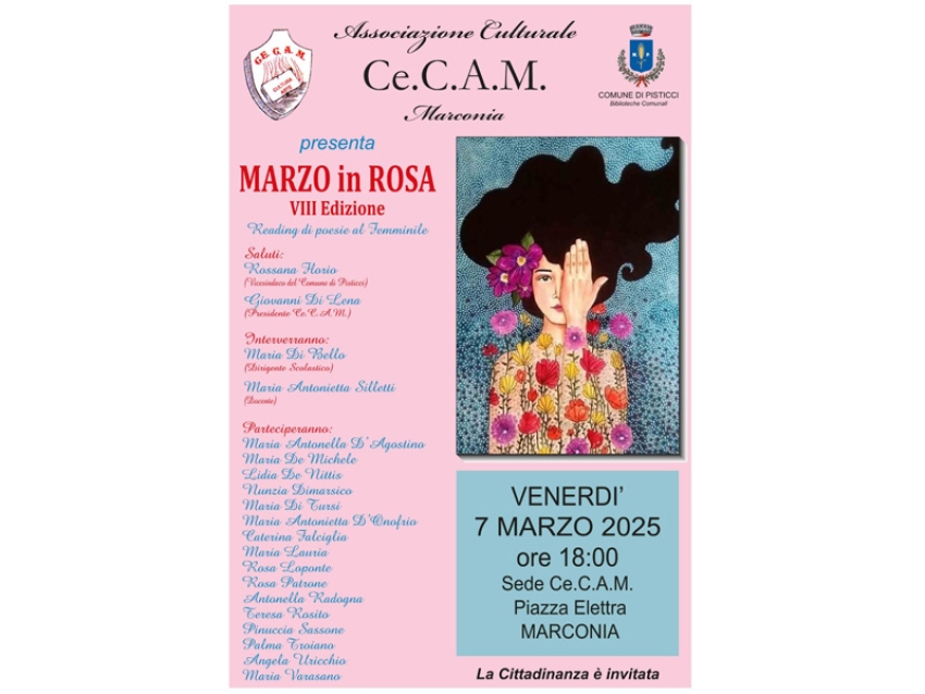 L’ottava edizione de “Marzo In Rosa” al Ce.C.A.M. di Marconia