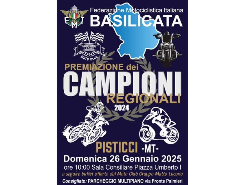 FMI Basilicata: a Pisticci la premiazione motociclistica dei campioni regionali