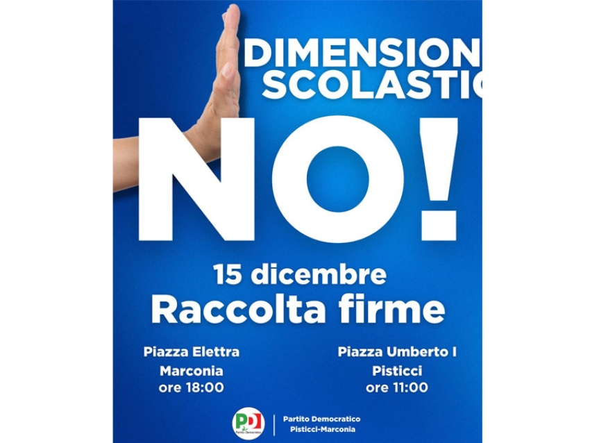 No al Dimensionamento Scolastico: raccolta firme del Partito Democratico che invita alla mobilitazione