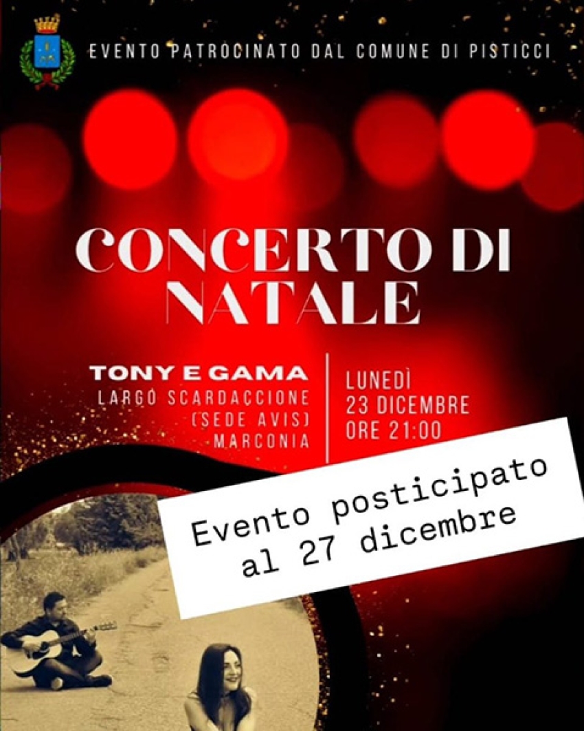 Rinviato il &quot;Concerto di Natale&quot; di Tony e gama