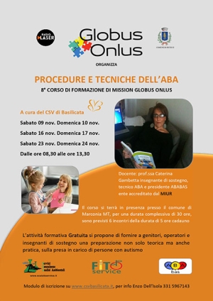 A Novembre al via il corso “ABA” voluto dall’Associazione Globus